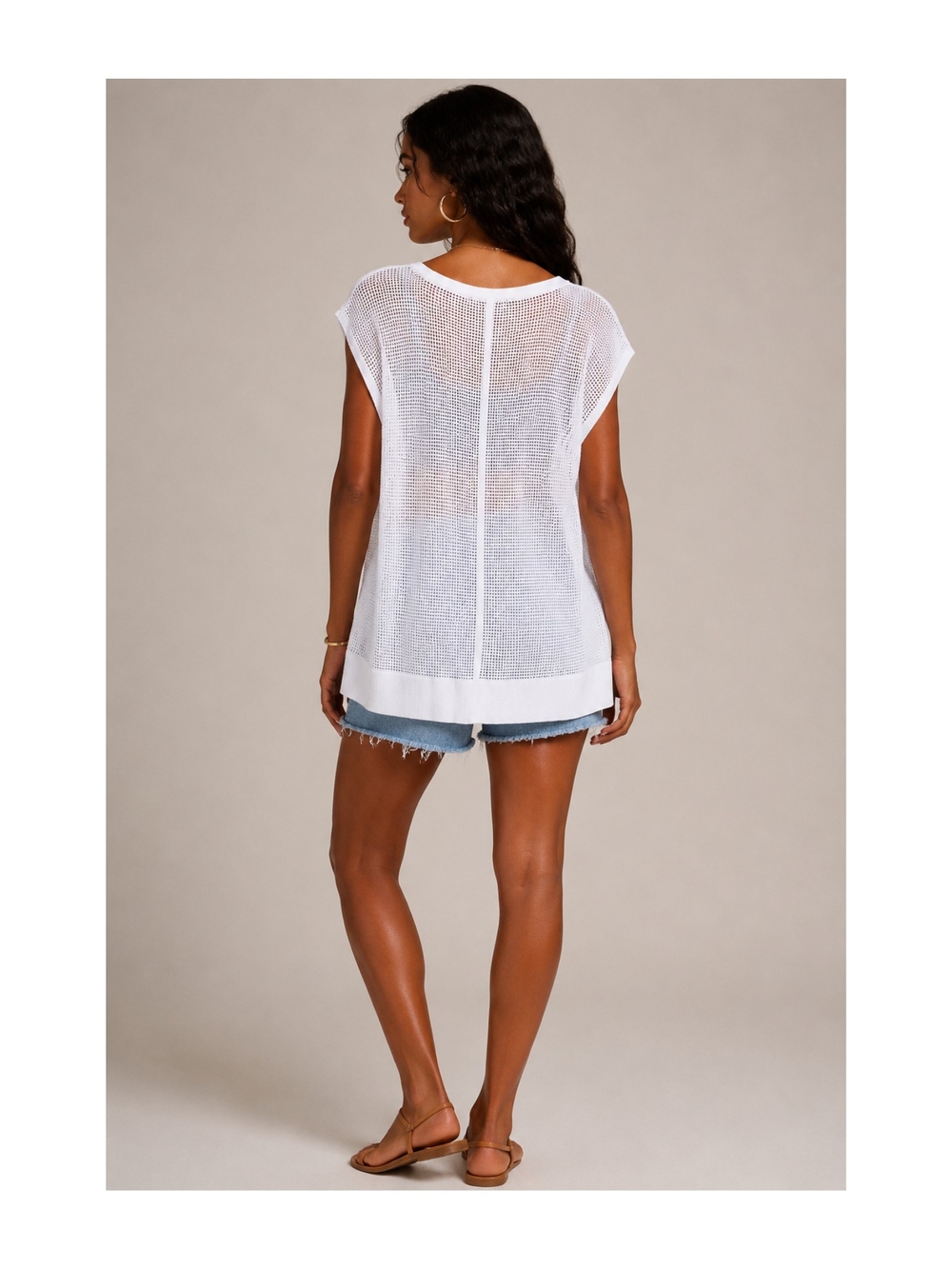 Rag & Bone JEAN Odette Tee White Mesh Open Knit Pullover Top Size L NWT - Picture 5 of 16